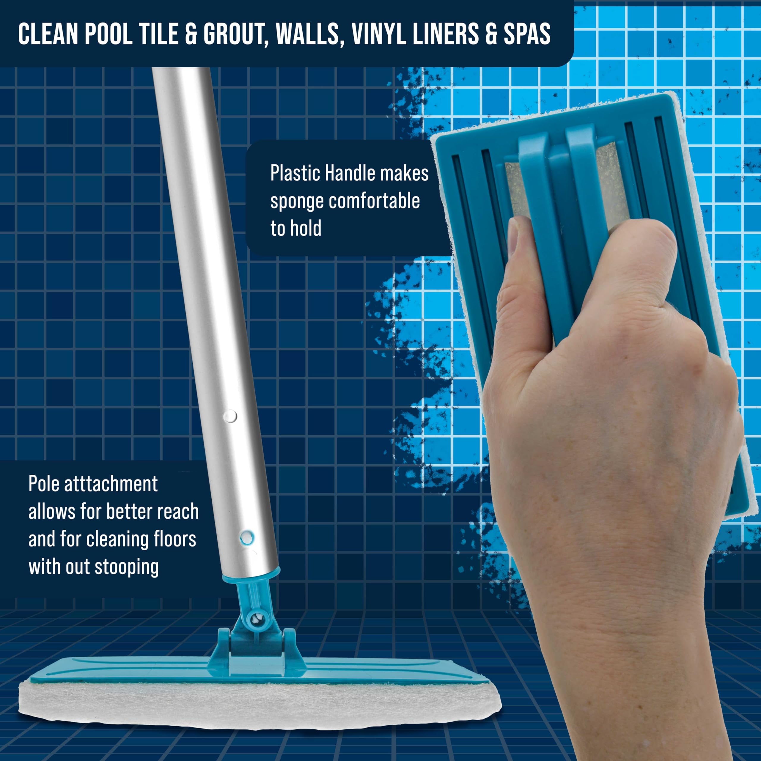 U.S. Pool Supply scrub brushes on a kitchen counter