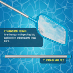 U.S. Pool Supply skimmer net in action cleaning a pool