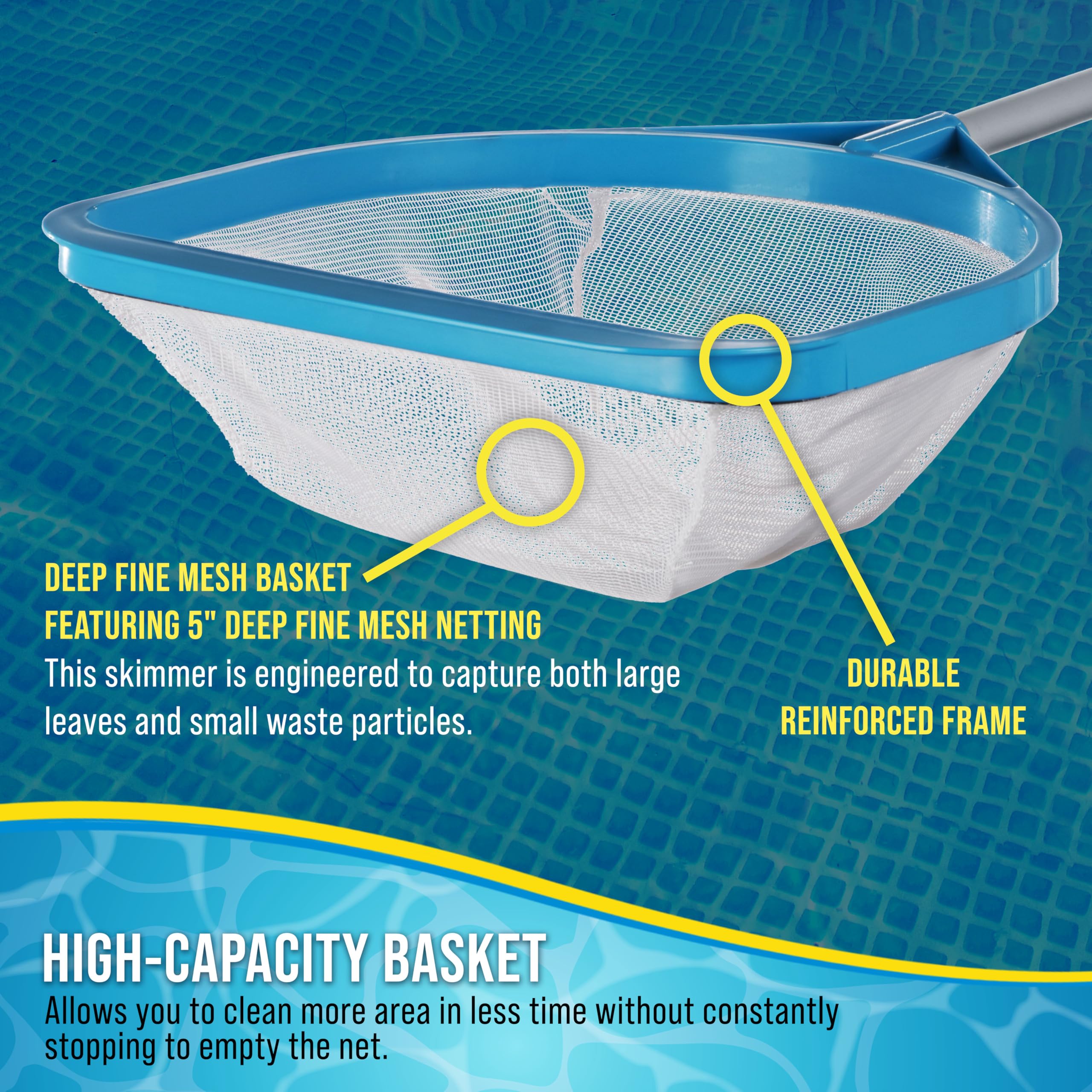 U.S. Pool Supply skimmer net in use at a swimming pool