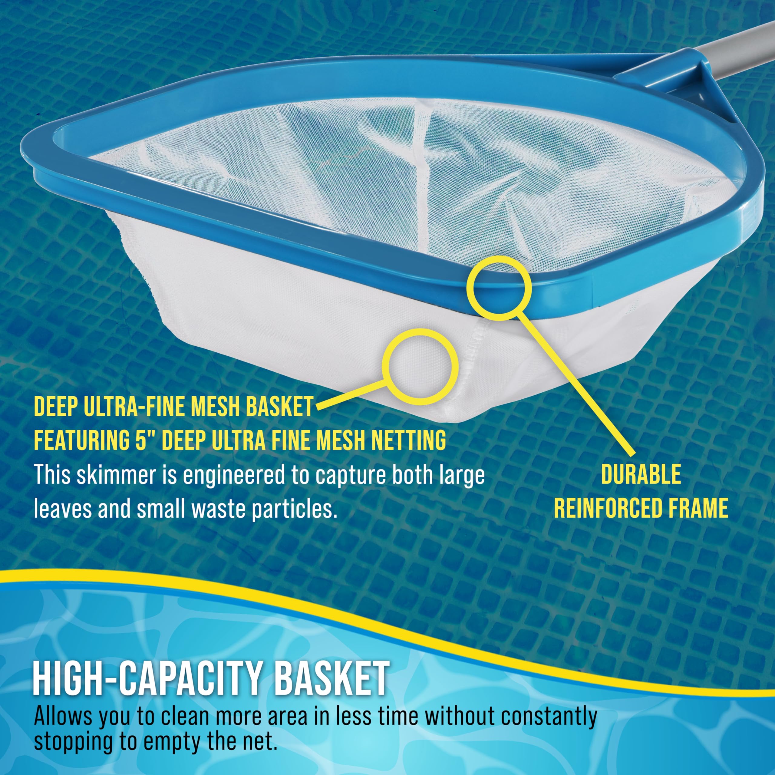 U.S. Pool Supply skimmer net in use at a swimming pool