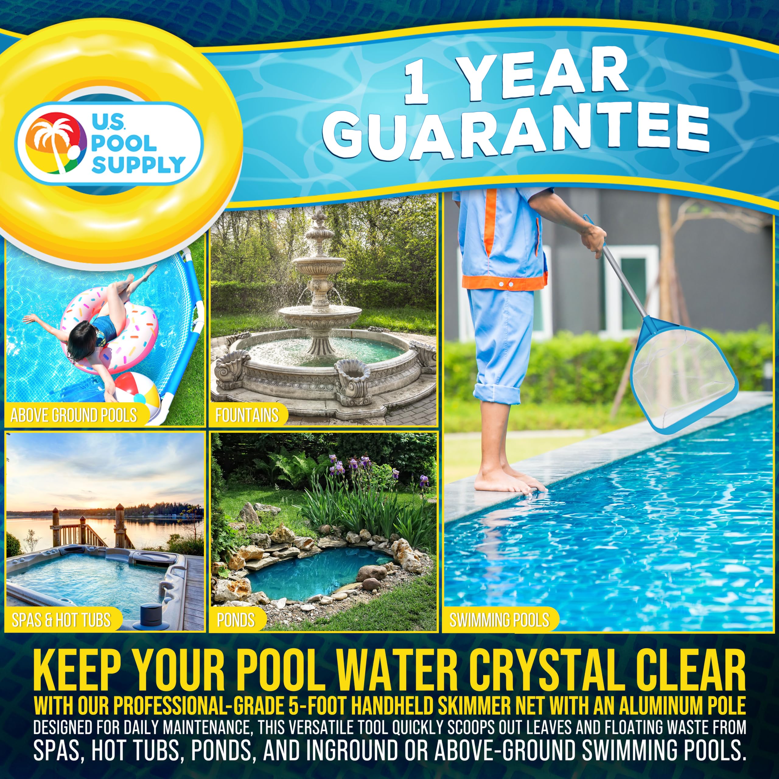 U.S. Pool Supply skimmer net packaging and product information