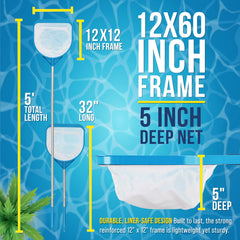 U.S. Pool Supply skimmer net showing adjustable aluminum pole