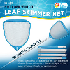 U.S. Pool Supply Skimmer Net with adjustable pole in use