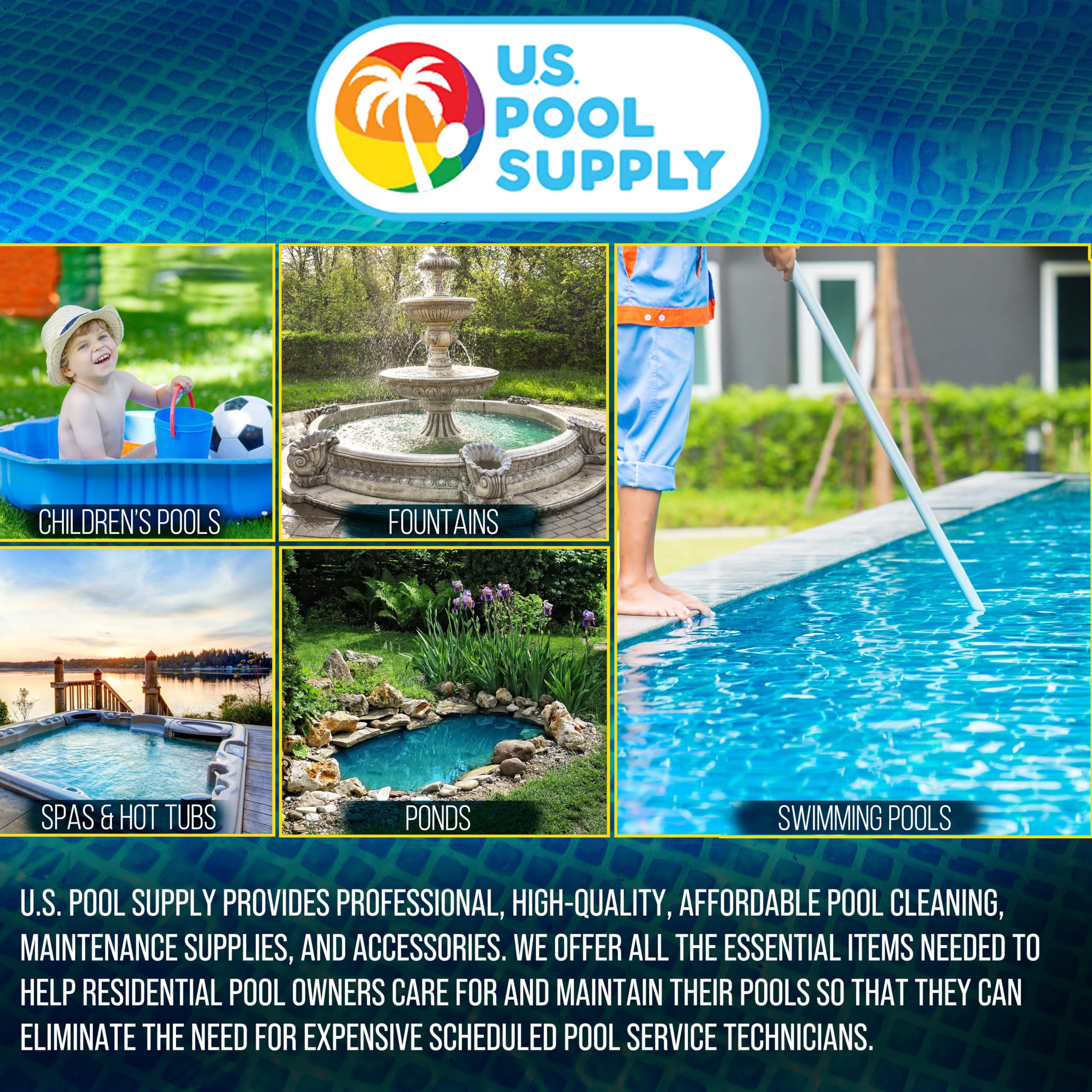 U.S. Pool Supply skimmer showing adjustable height mounting brackets