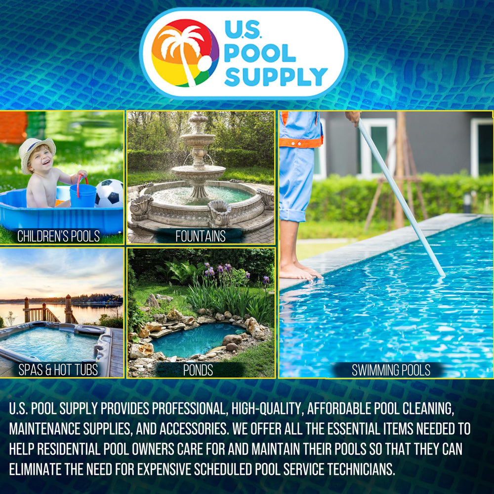 U.S. Pool Supply skimmer showing adjustable height mounting brackets
