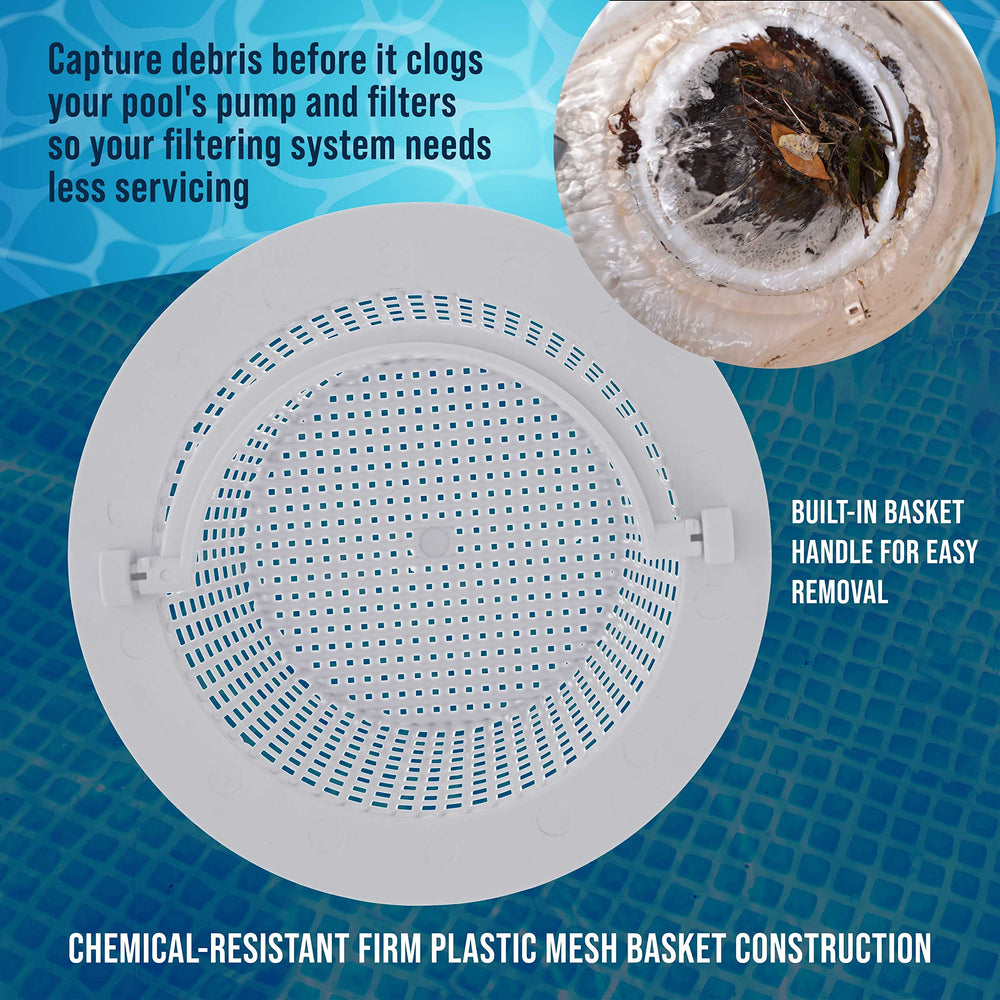 U.S. Pool Supply Thru-Wall Skimmer Baskets in use in a pool