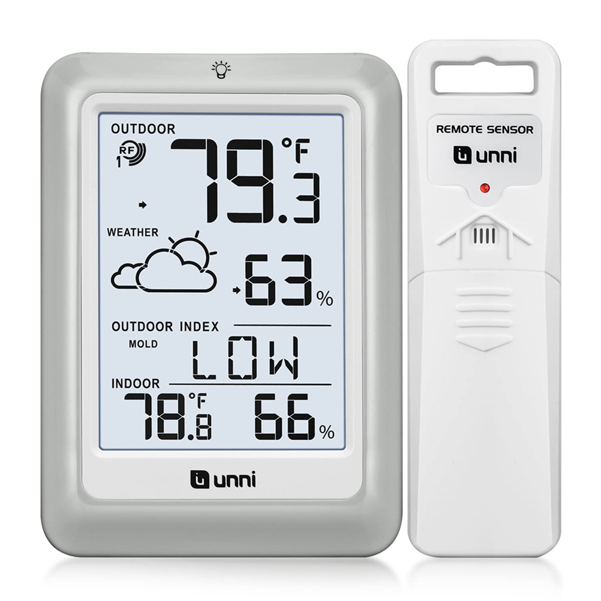 U UNNI Indoor Outdoor Thermometer Hygrometer front view