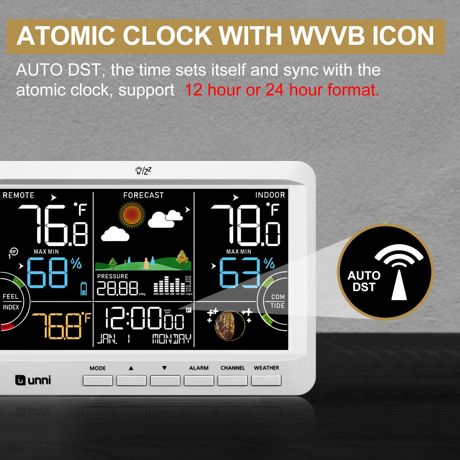 U UNNI Weather Station in a home setting