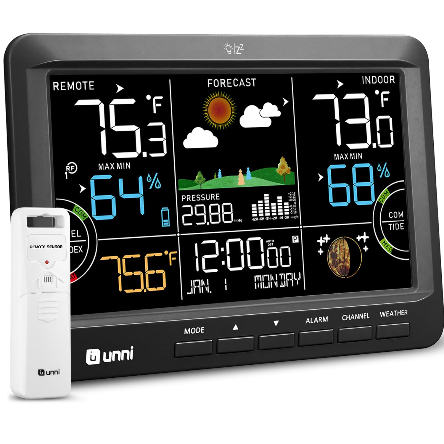 U UNNI Wireless Weather Station front view with large display