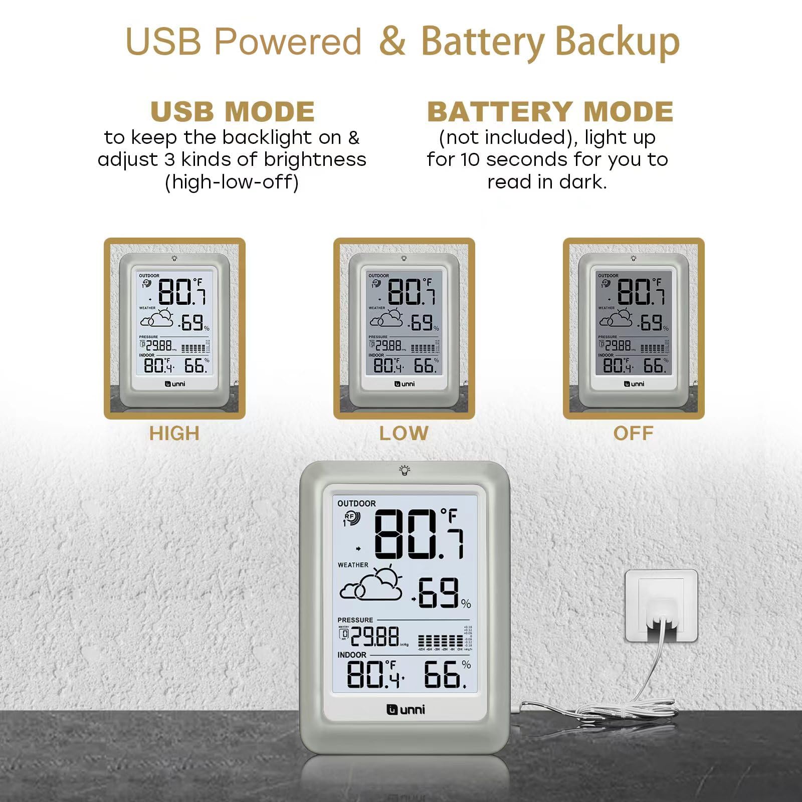 U UNNI Wireless Weather Station with USB cable