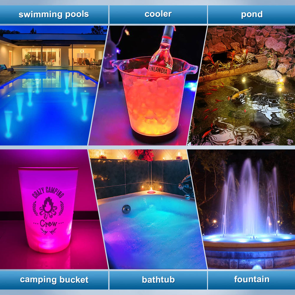 U UZOPI pool lights showing multiple colour modes