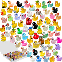 U-Zimikee 80 Pcs multicolor mini resin ducks in storage box