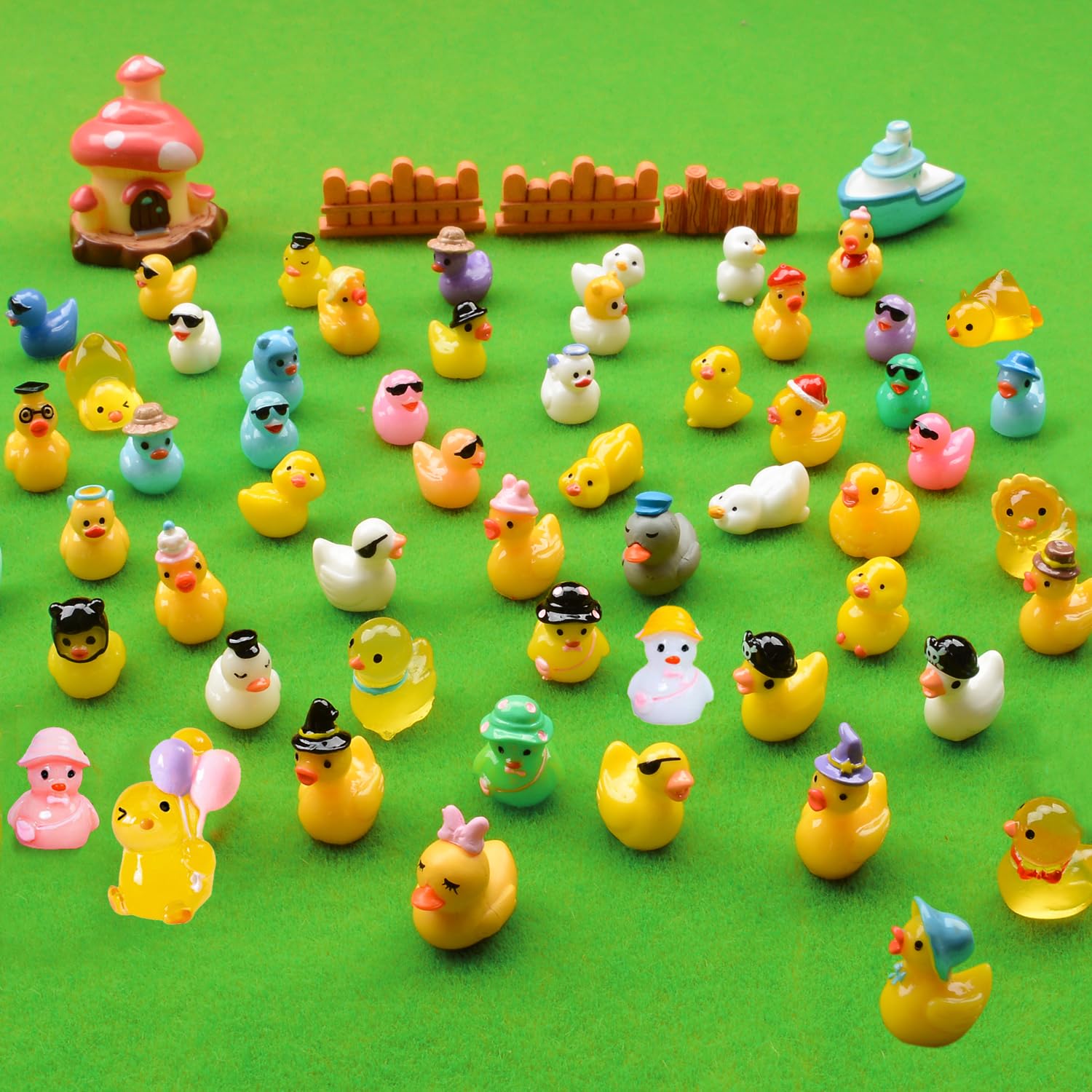 U-Zimikee Mini Ducks arranged in a fairy garden setting