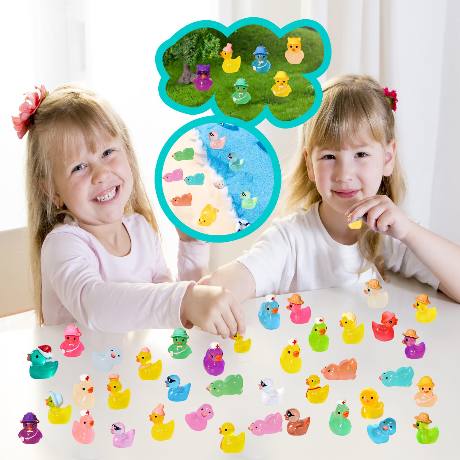 U-Zimikee Mini Ducks in a decorative bowl, showing vibrant colours
