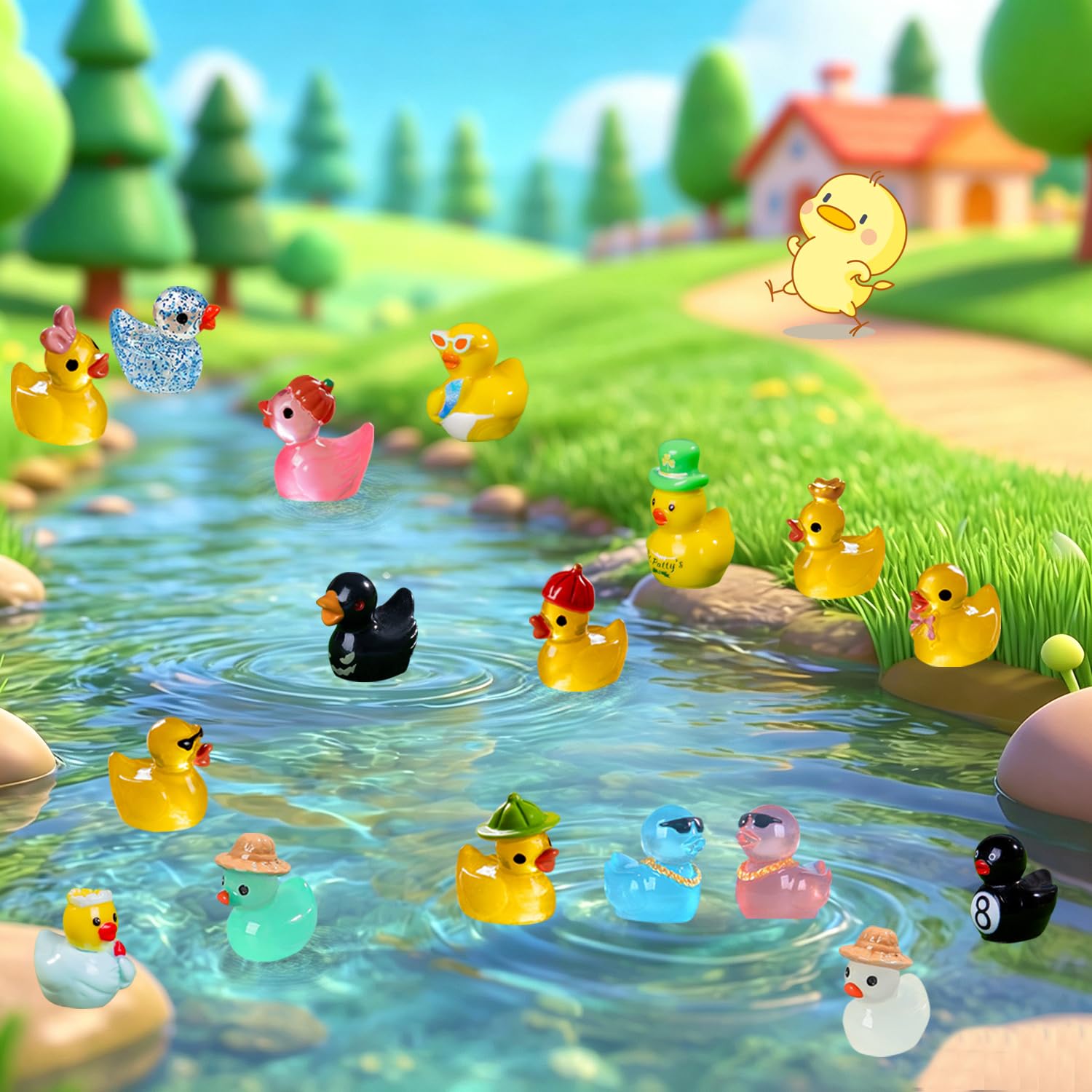 U-Zimikee mini ducks set showing vibrant colours and details