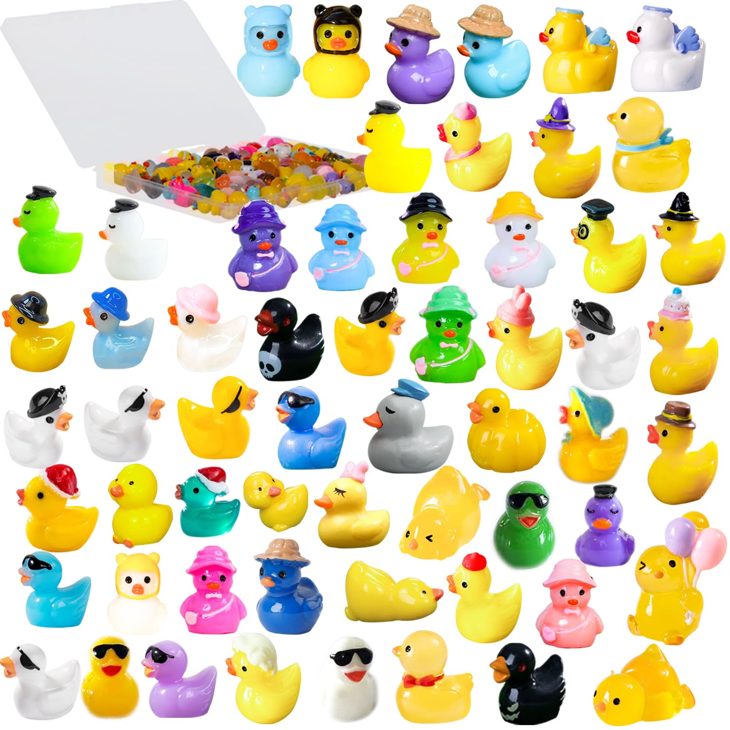 U-Zimikee Mini Resin Ducks Set in multicolour, front view