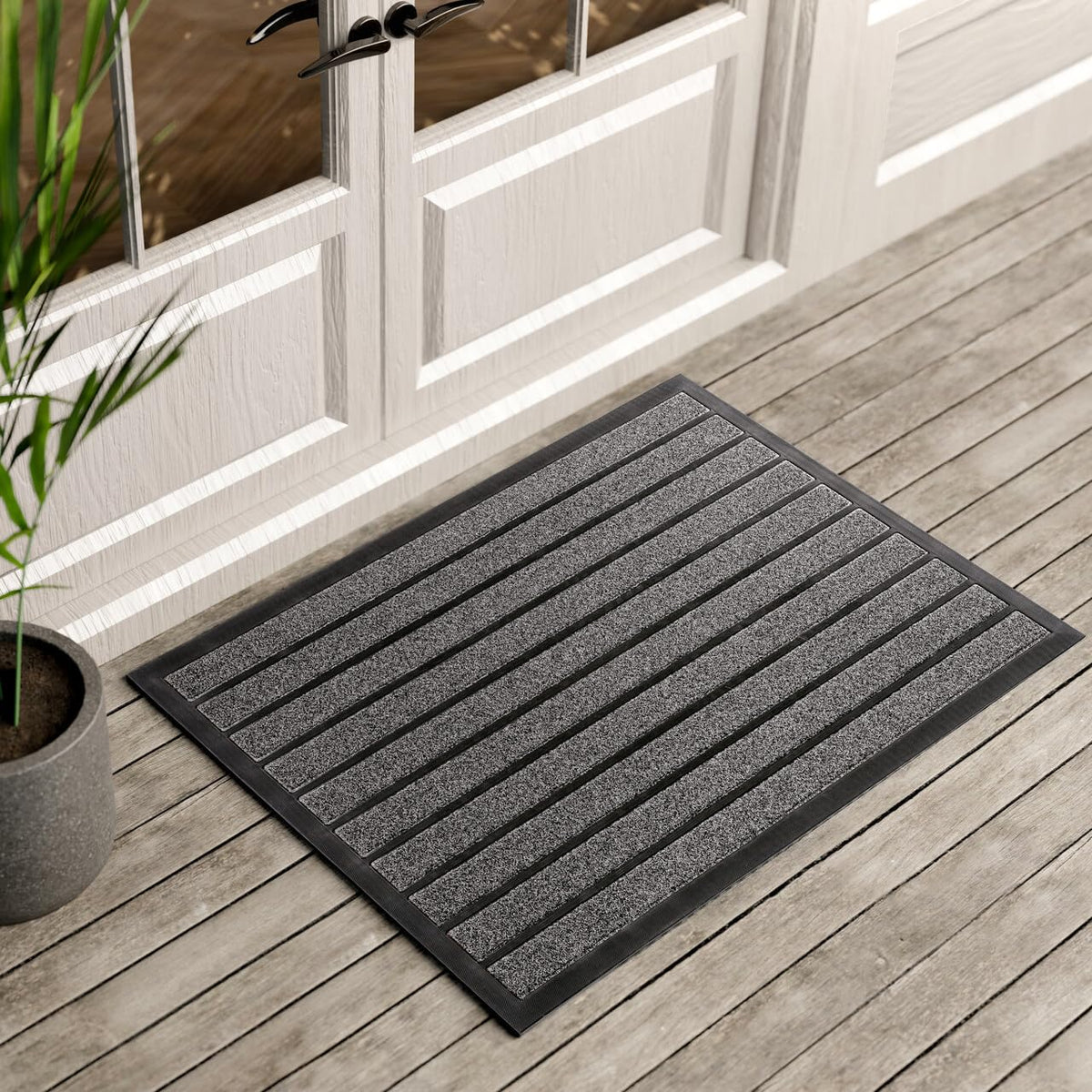 ubdyo Extra Durable Door Mat 36" x 24" in bright grey front view
