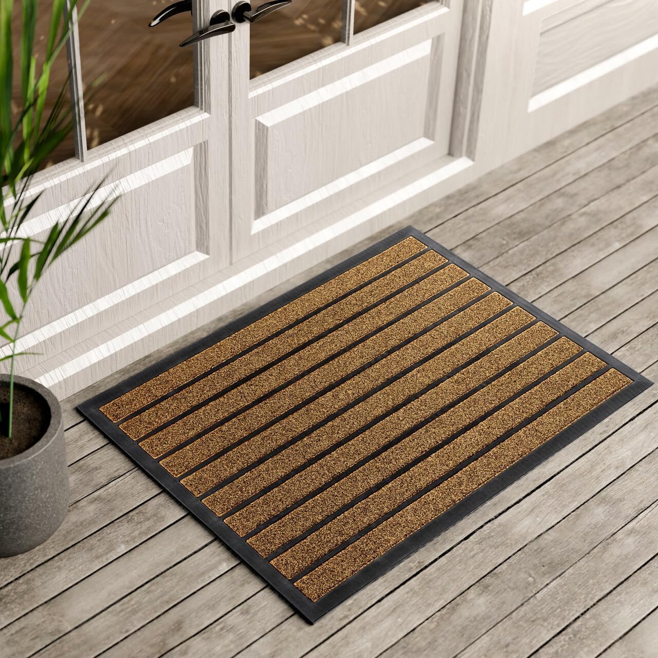 ubdyo Extra Durable Door Mat front view, bright brown color