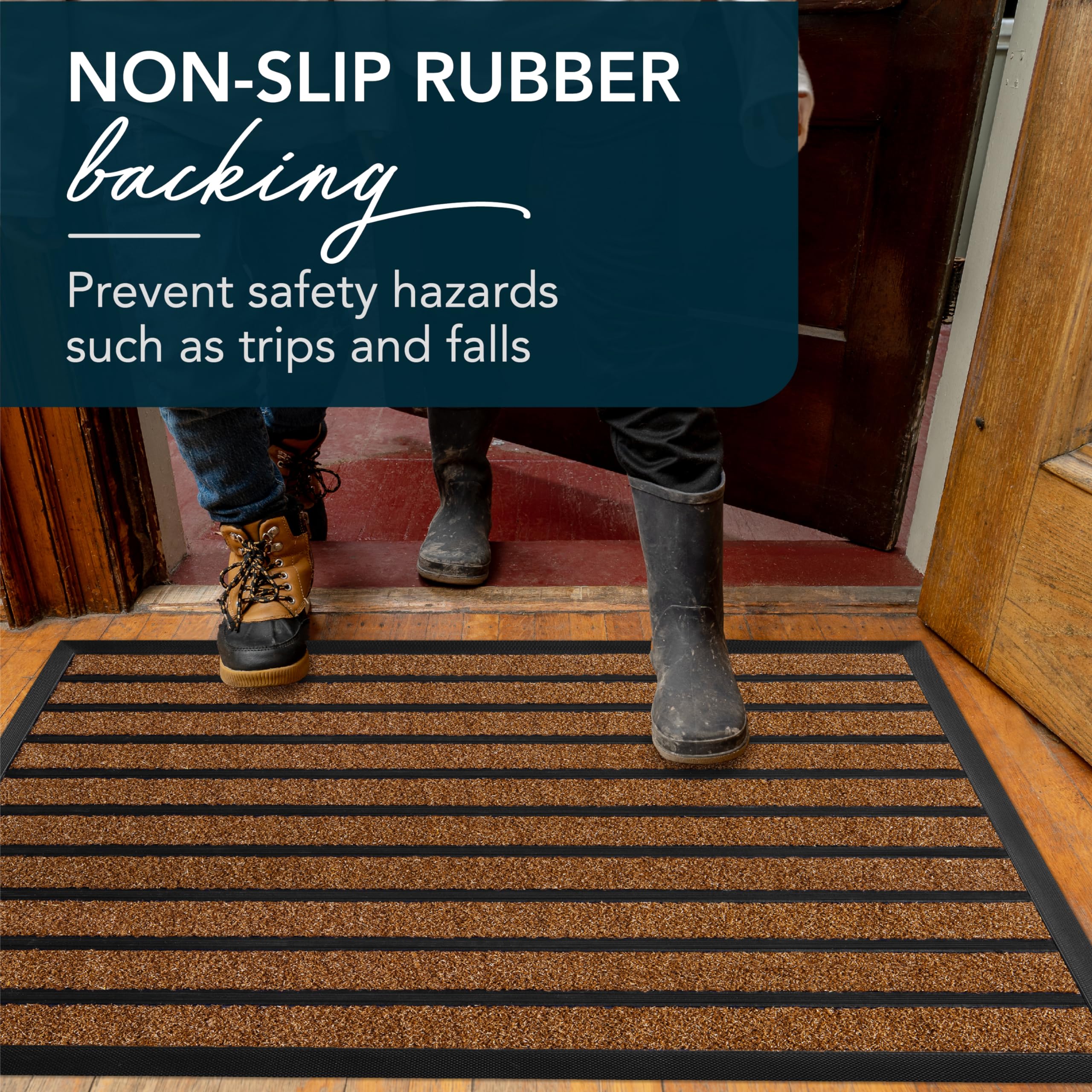 ubdyo Extra Durable Door Mat showing dirt trapping features