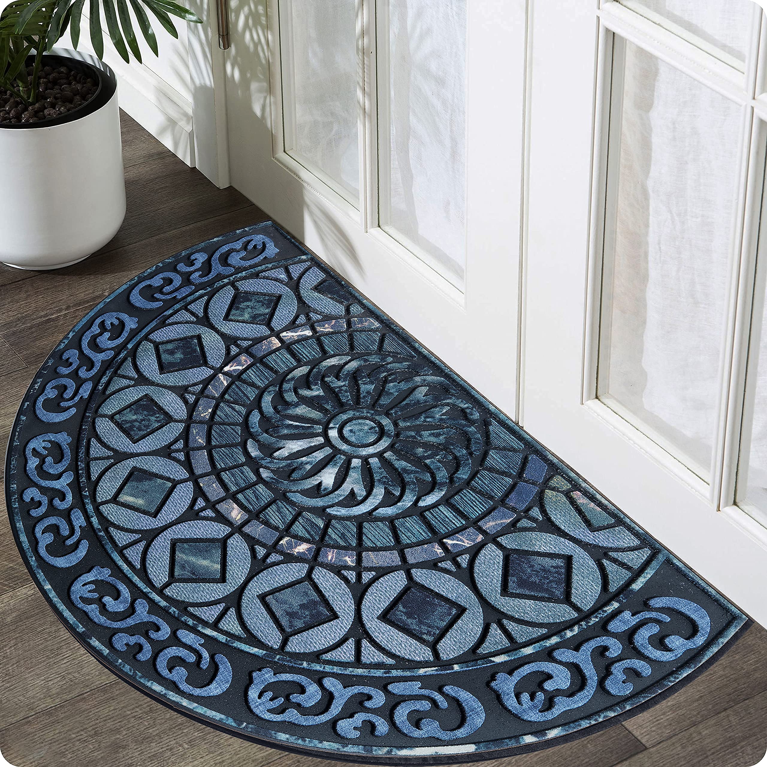 ubdyo front door mat in a mudroom setting