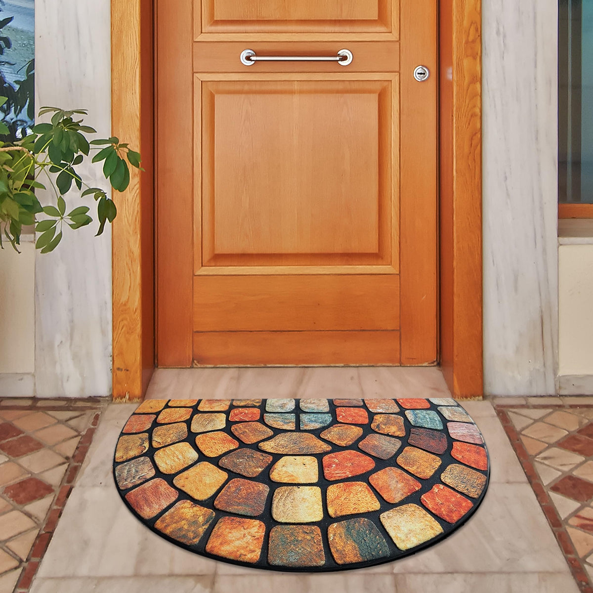 ubdyo Half Circle Door Mat outdoor entrance orange front view