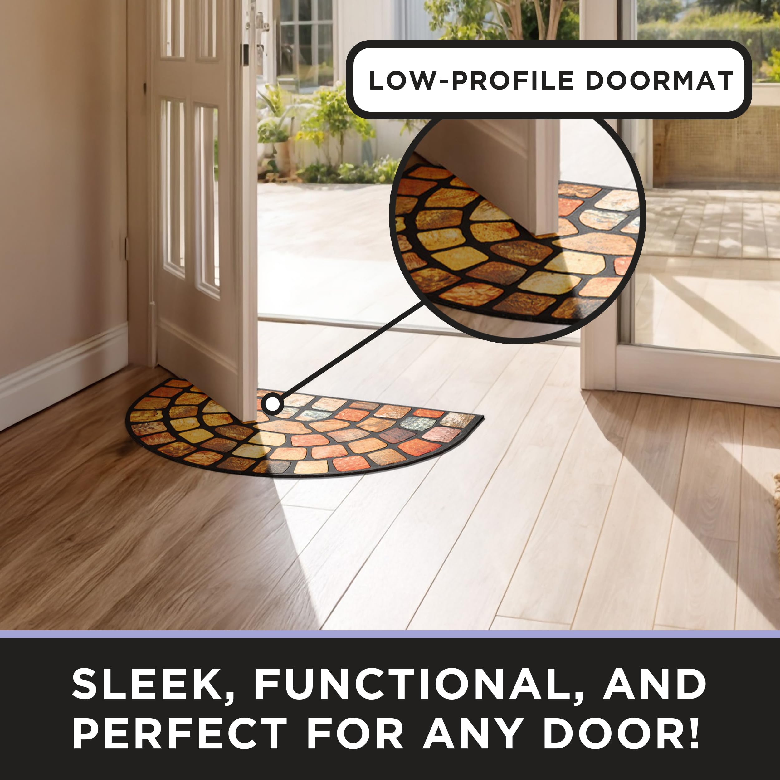 ubdyo Half Circle Door Mat outdoor entrance orange in garage