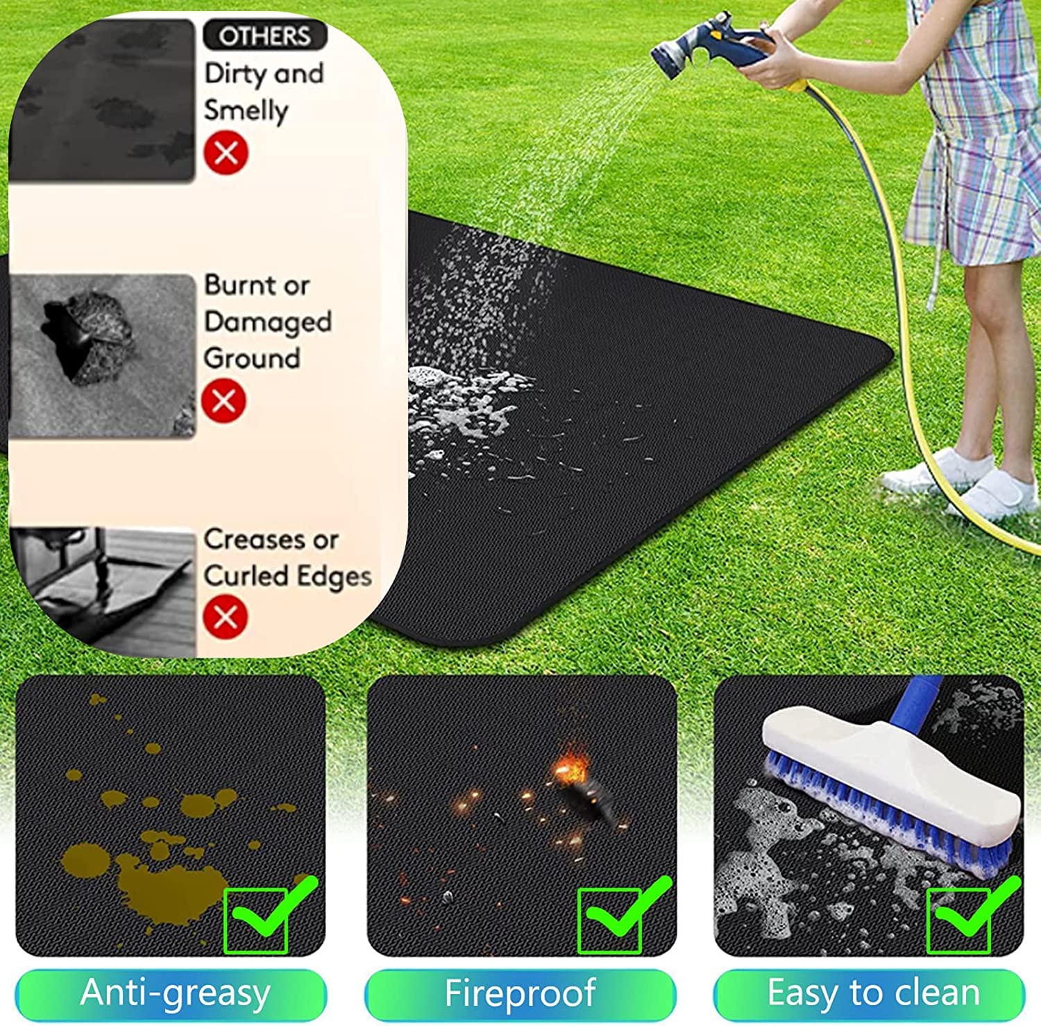 UBeesize grill mat rolled for easy storage with storage bag