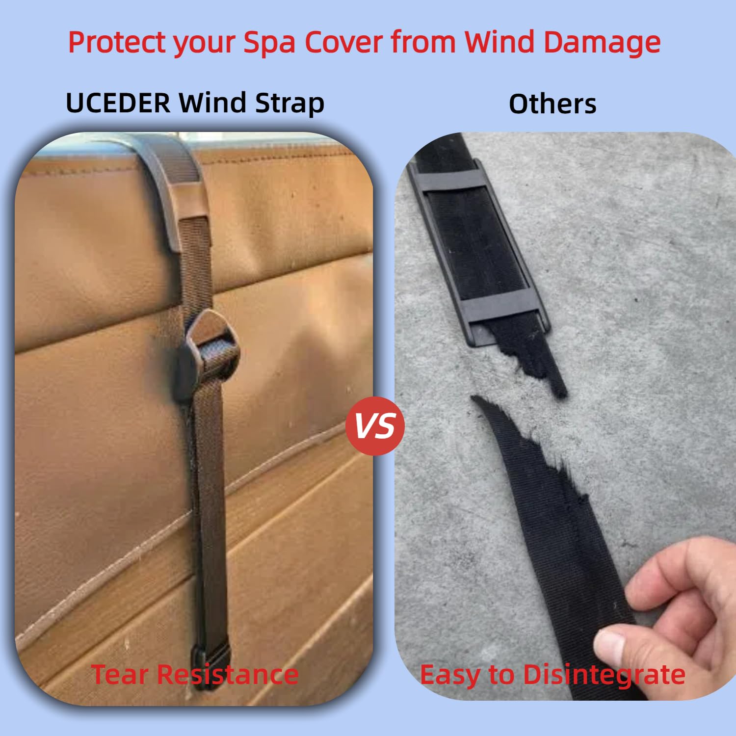 UCEDER Hot Tub Cover Wind Strap clips and latches