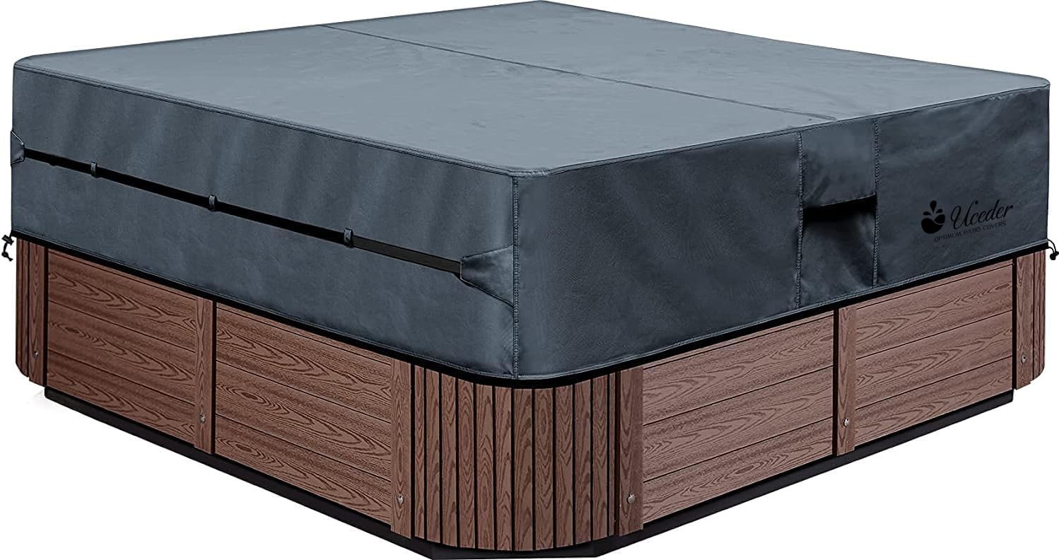 UCEDER Waterproof Hot Tub Cover front view in dark gray