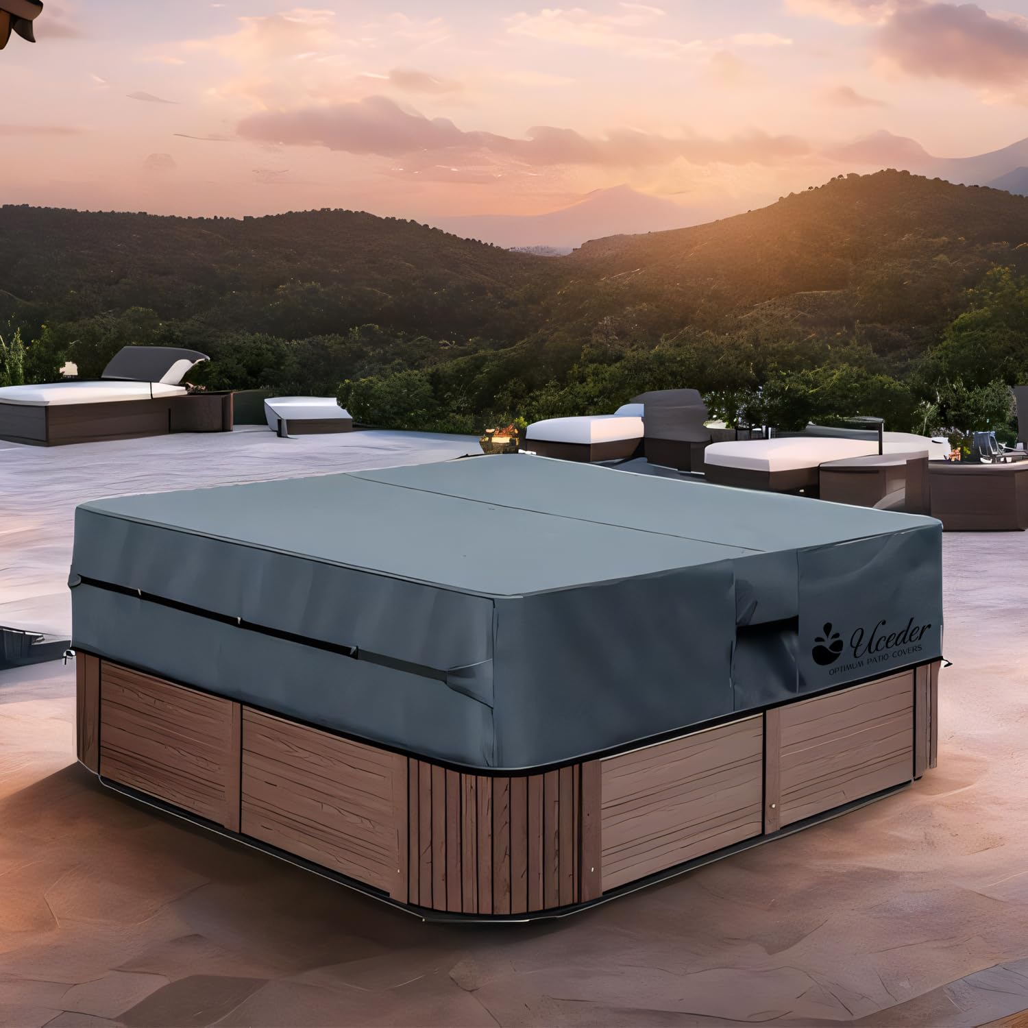 UCEDER Waterproof Hot Tub Cover packaging dimensions
