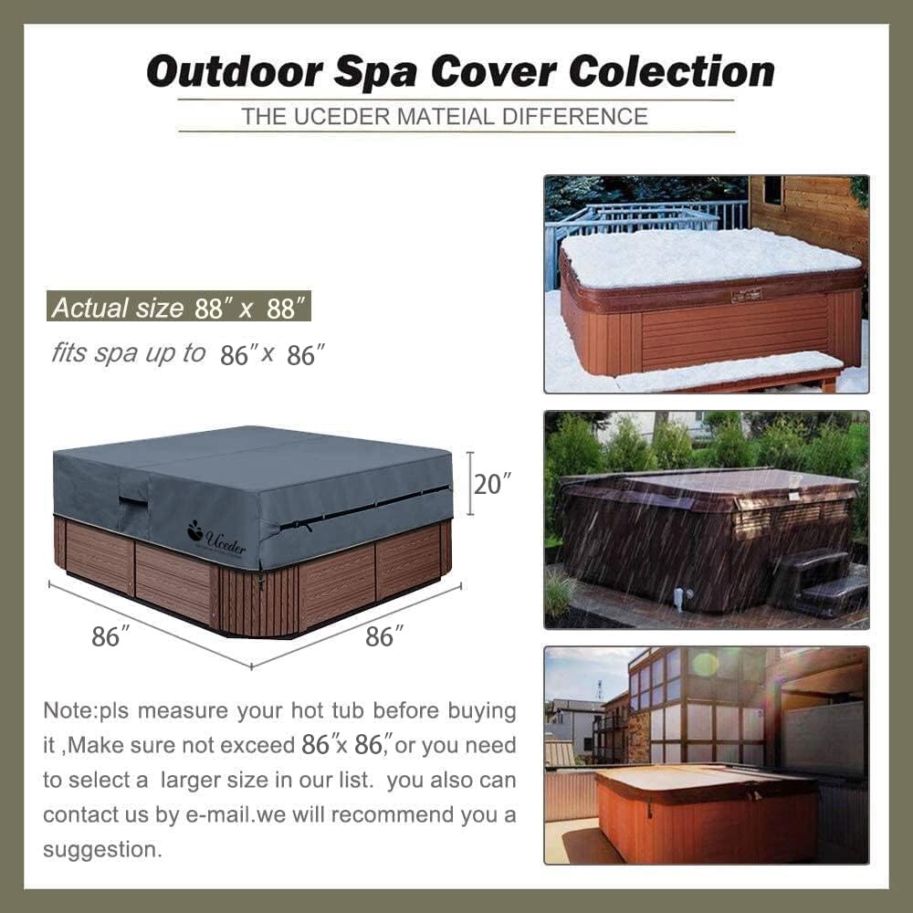 UCEDER Waterproof Hot Tub Cover side view showing air vents