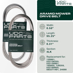 UDC Mower Belts Ground Drive Belt 1/2 inch width close-up