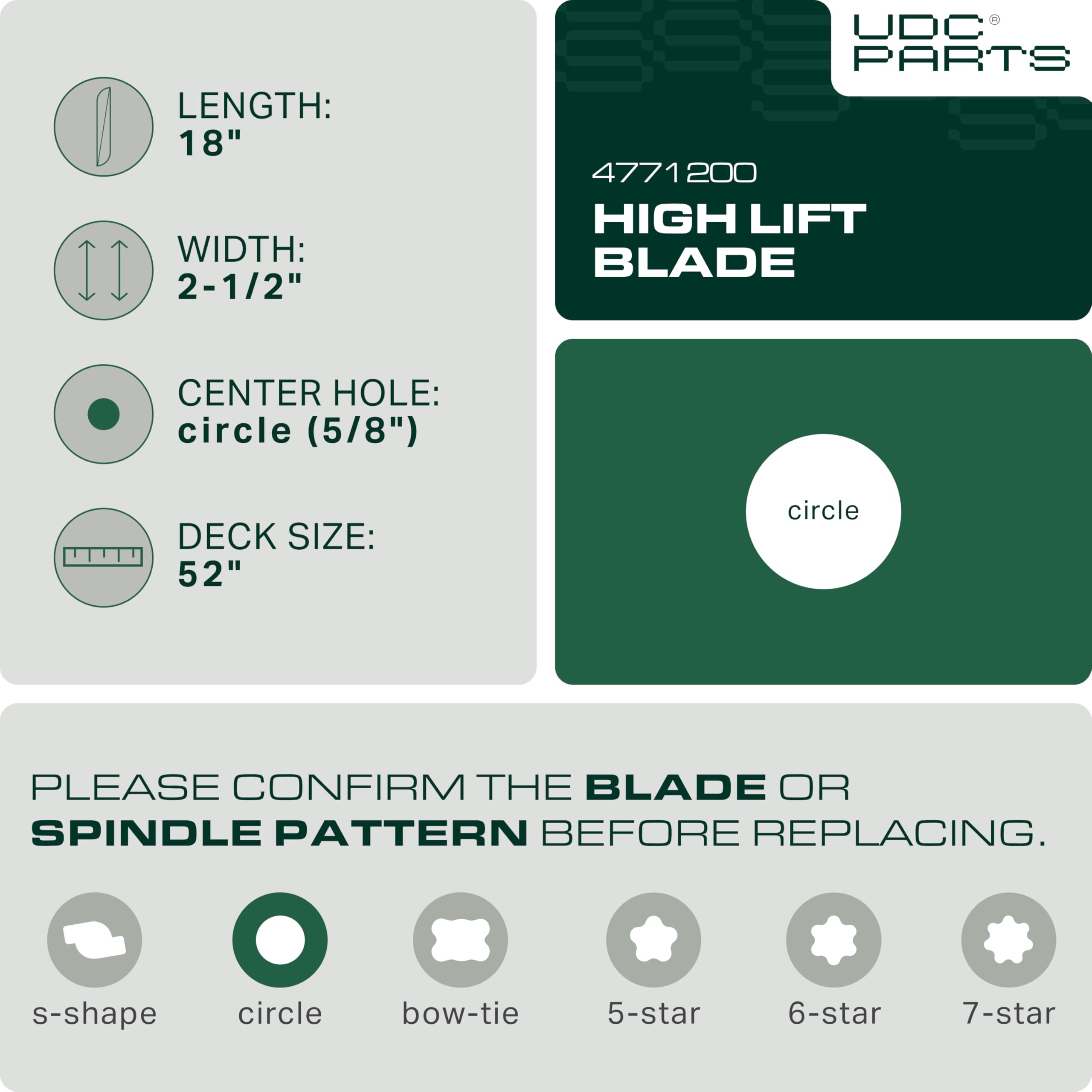 UDC Parts 18-inch mower blade side view