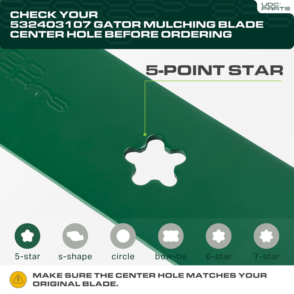 UDC Parts 46" mower blades dimensions comparison
