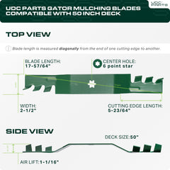 UDC Parts 942-04053C 50 inch mower blade side view