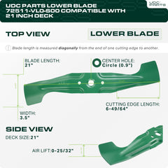 UDC Parts blades set dimensions displayed