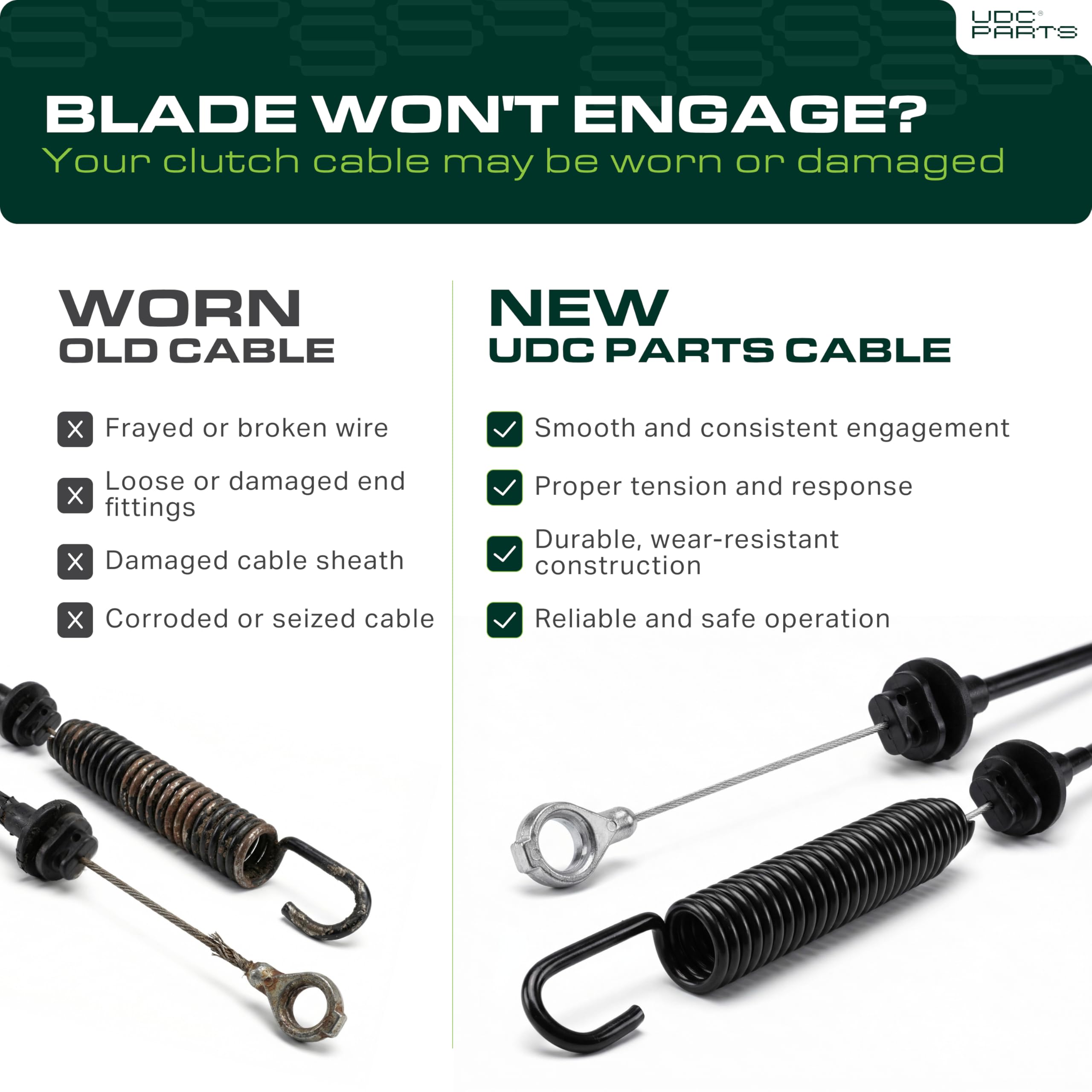 UDC Parts Clutch Cable 74 inch length overview
