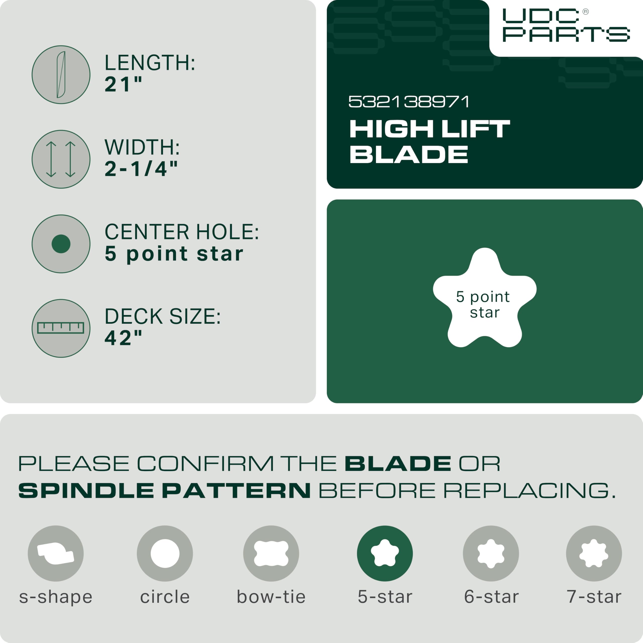 UDC Parts Craftsman 42-inch mower blade side view
