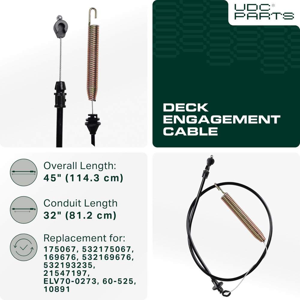 UDC Parts Deck Engagement Cable 45 inches overall length