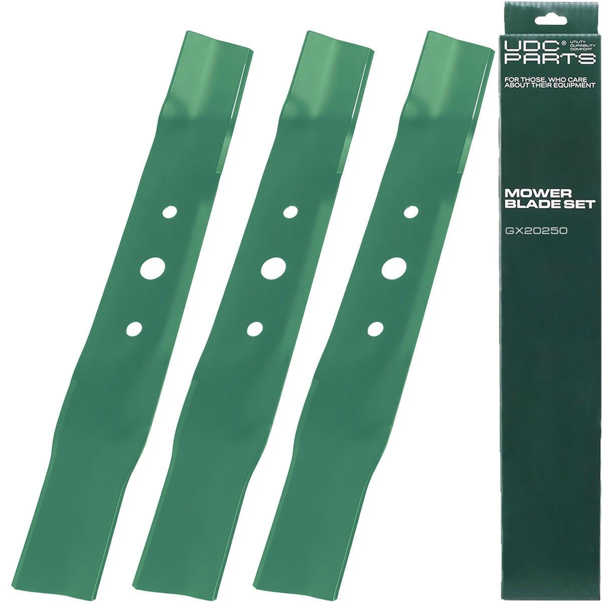 UDC Parts GX20250 mower blades pack of 3, front view