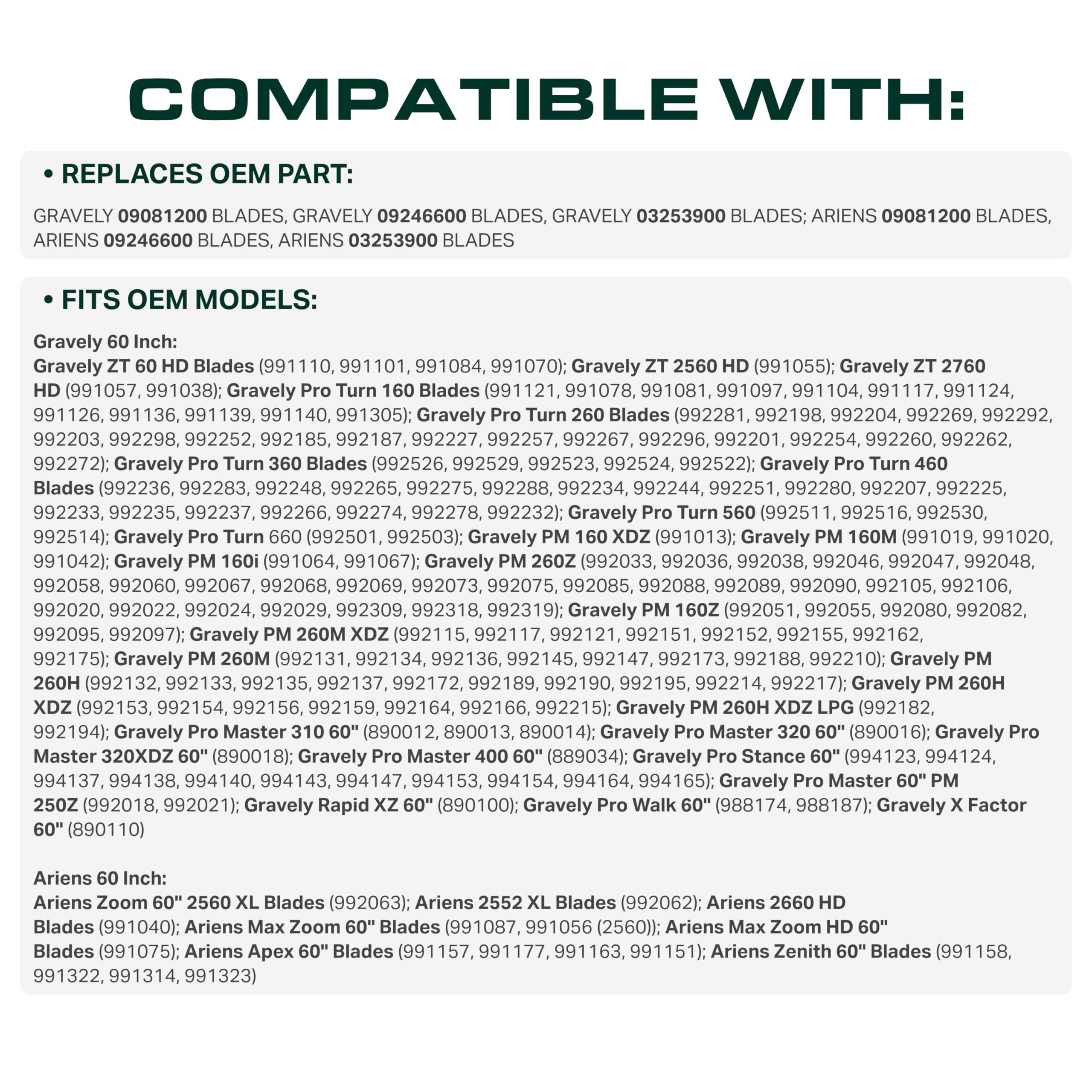 UDC Parts High Lift Blades 60 Inch packaging