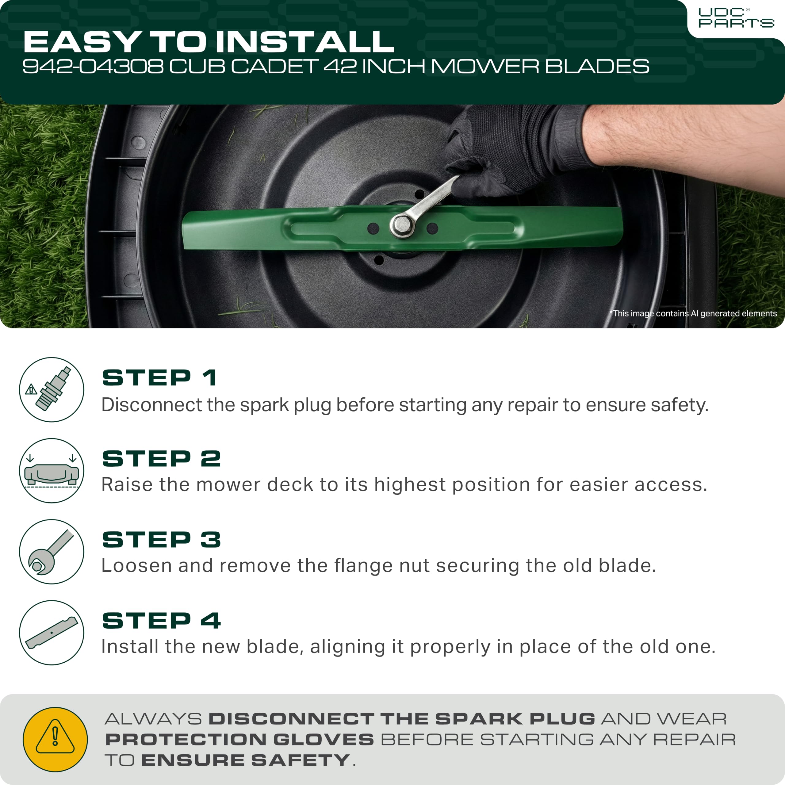 UDC Parts High Lift Mulching Mower Blades dimensions
