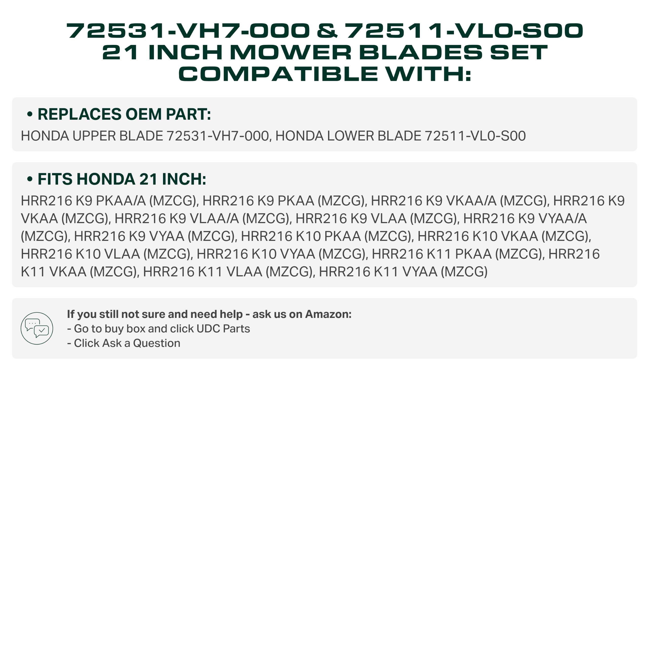 UDC Parts high-strength steel mower blades close-up