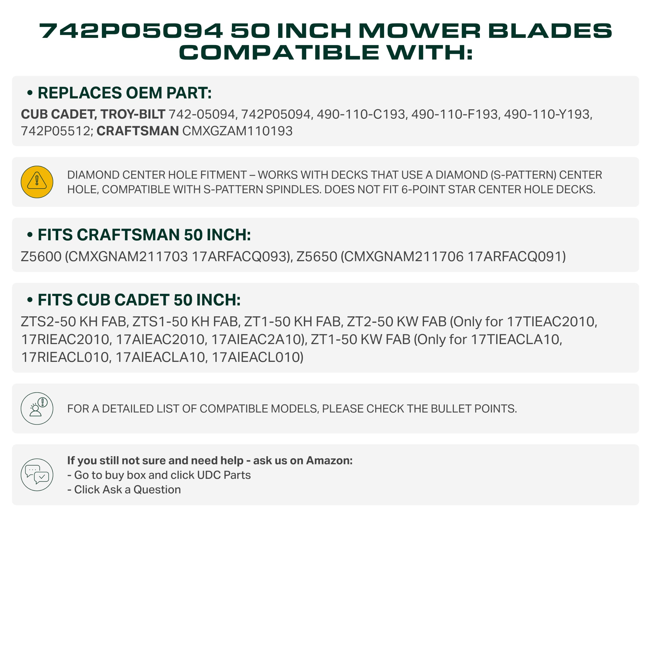 UDC Parts mower blades in a storage area