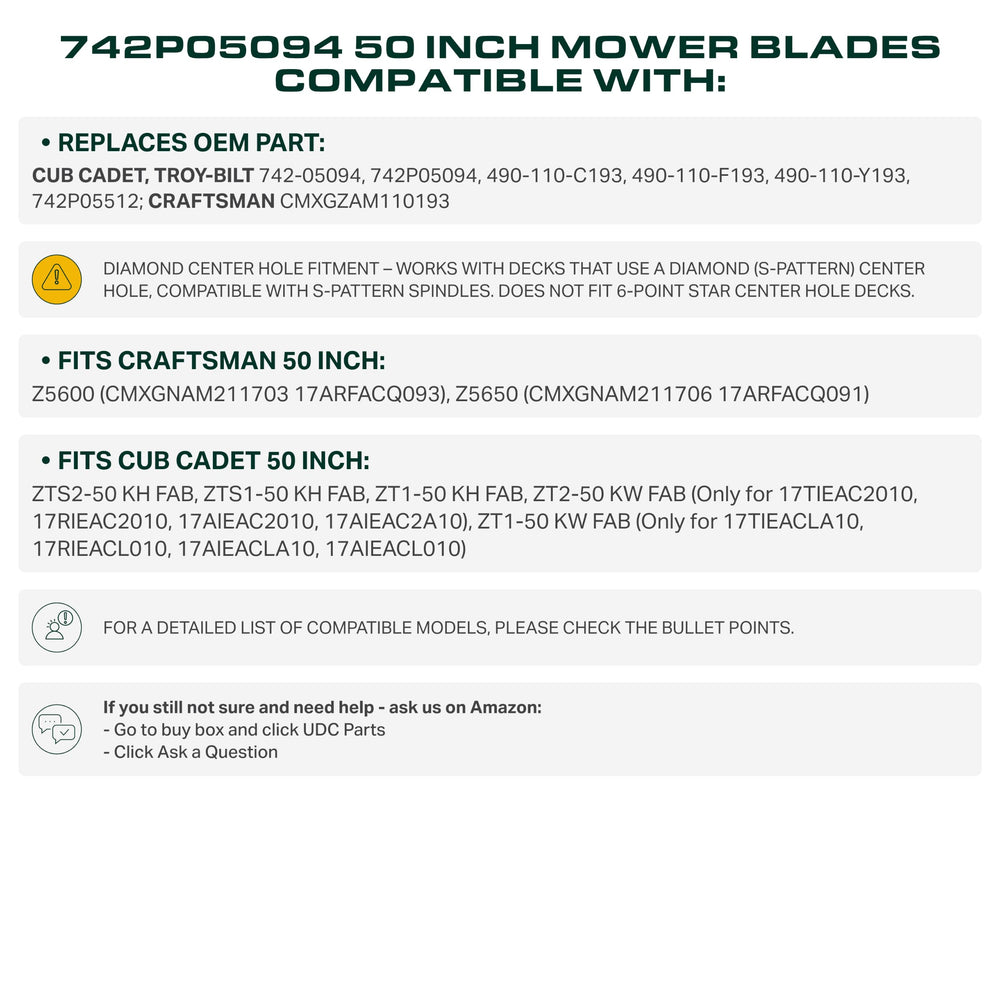 UDC Parts mower blades in a storage area