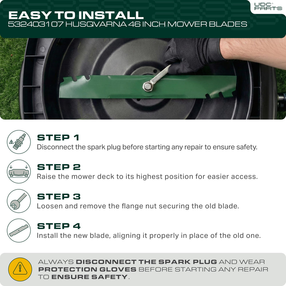 UDC Parts mower blades side view highlighting cutting edge