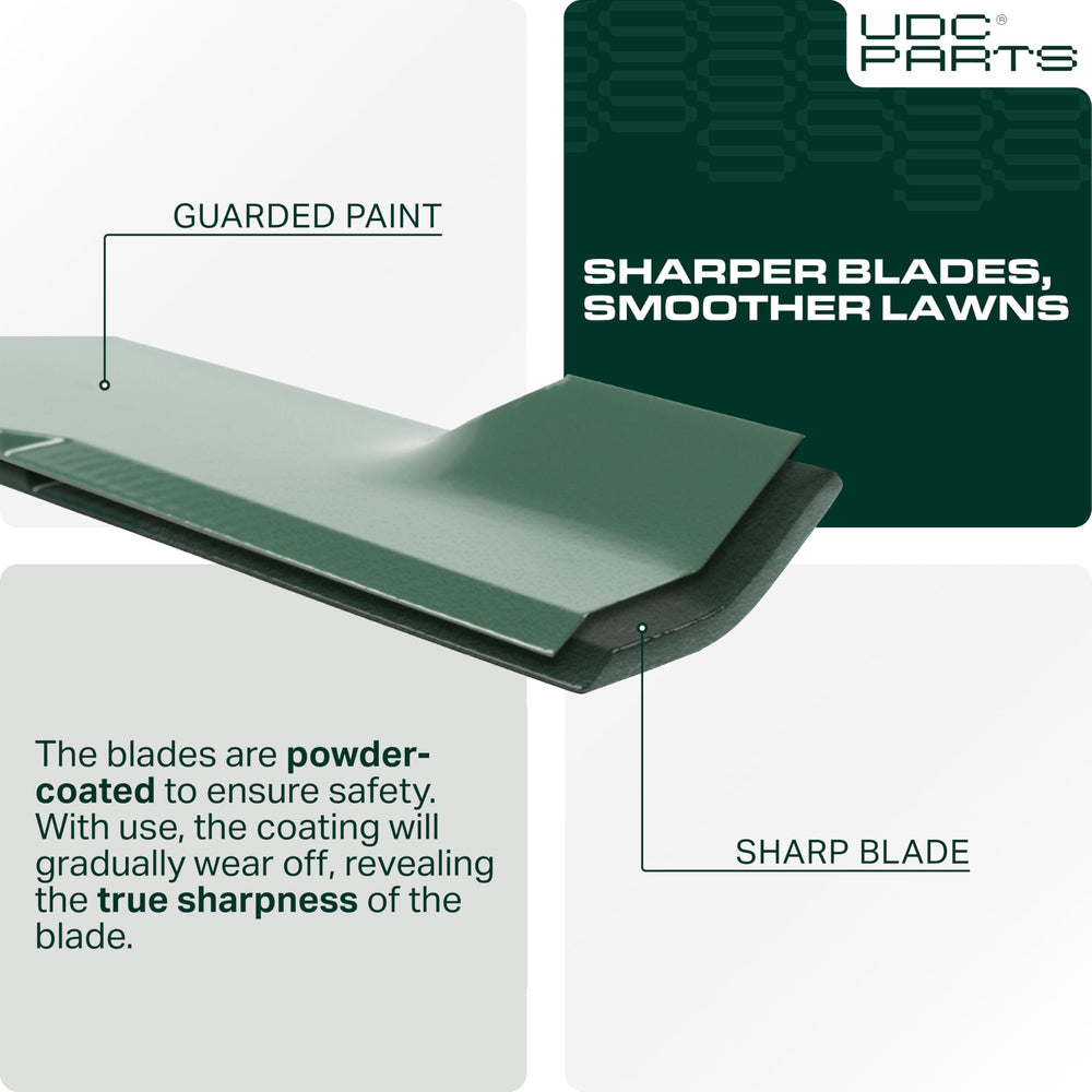 UDC Parts mower blades side view showing cutting edge