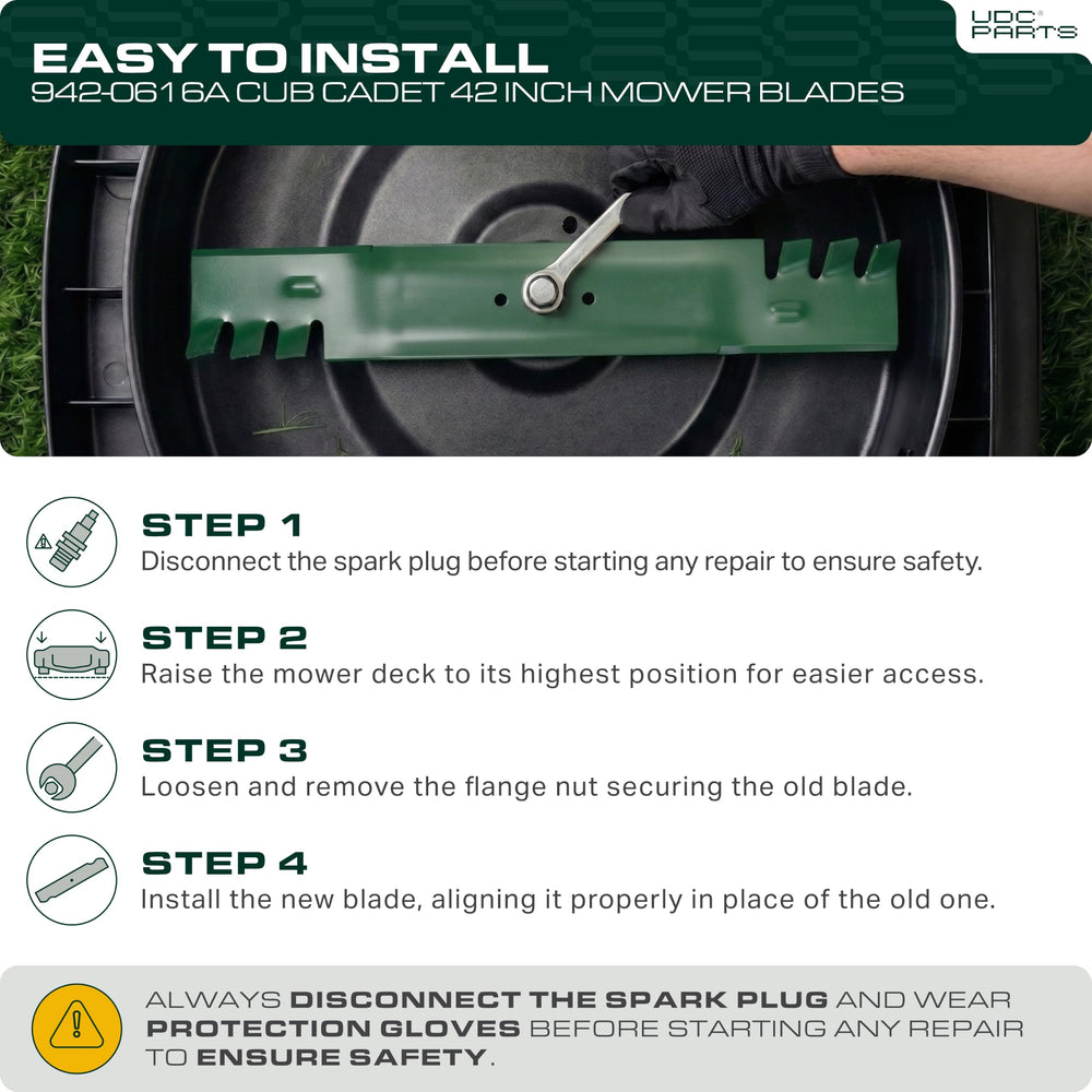 UDC Parts mower blades with 6-point star mounting pattern