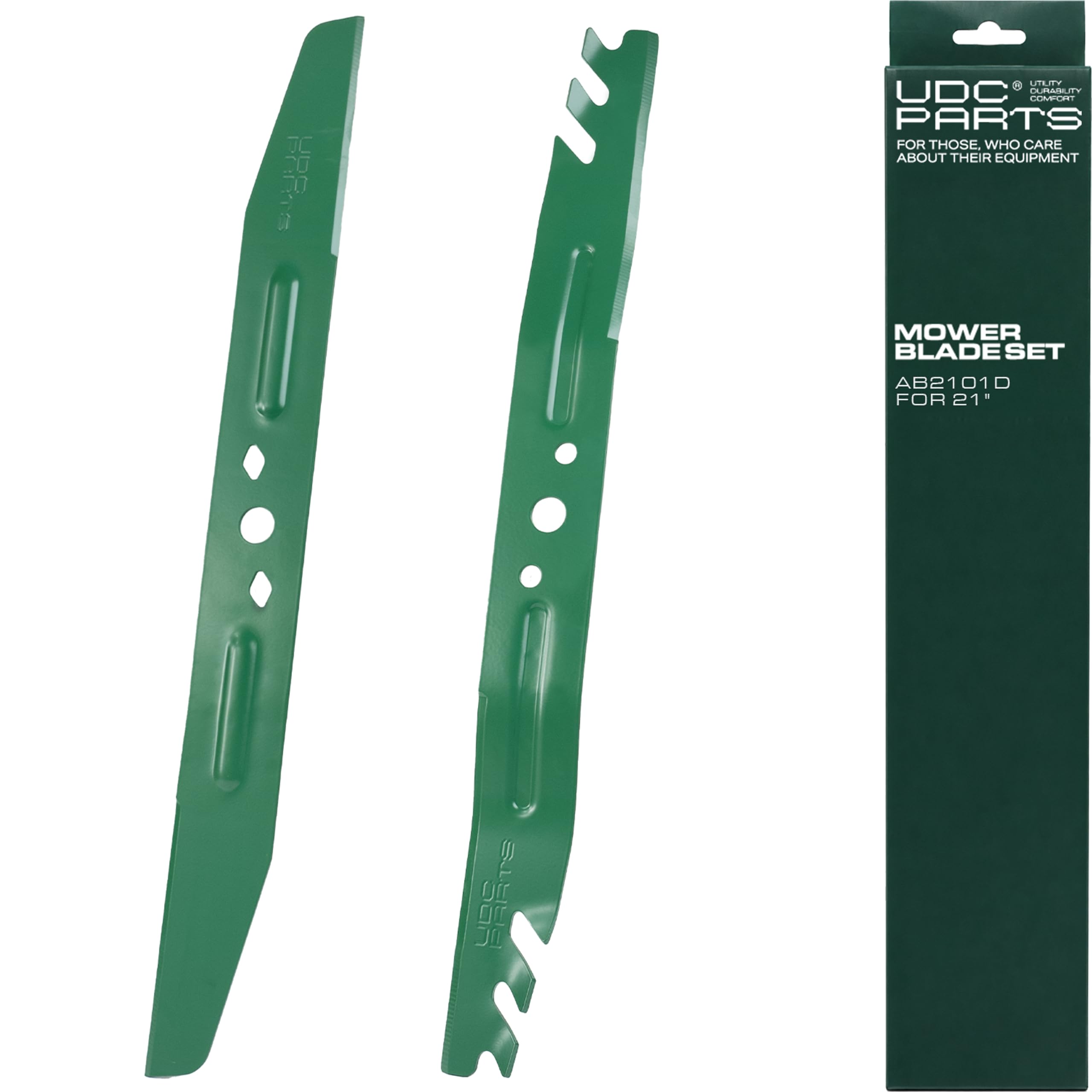 UDC Parts Mulching Blade front view, green finish