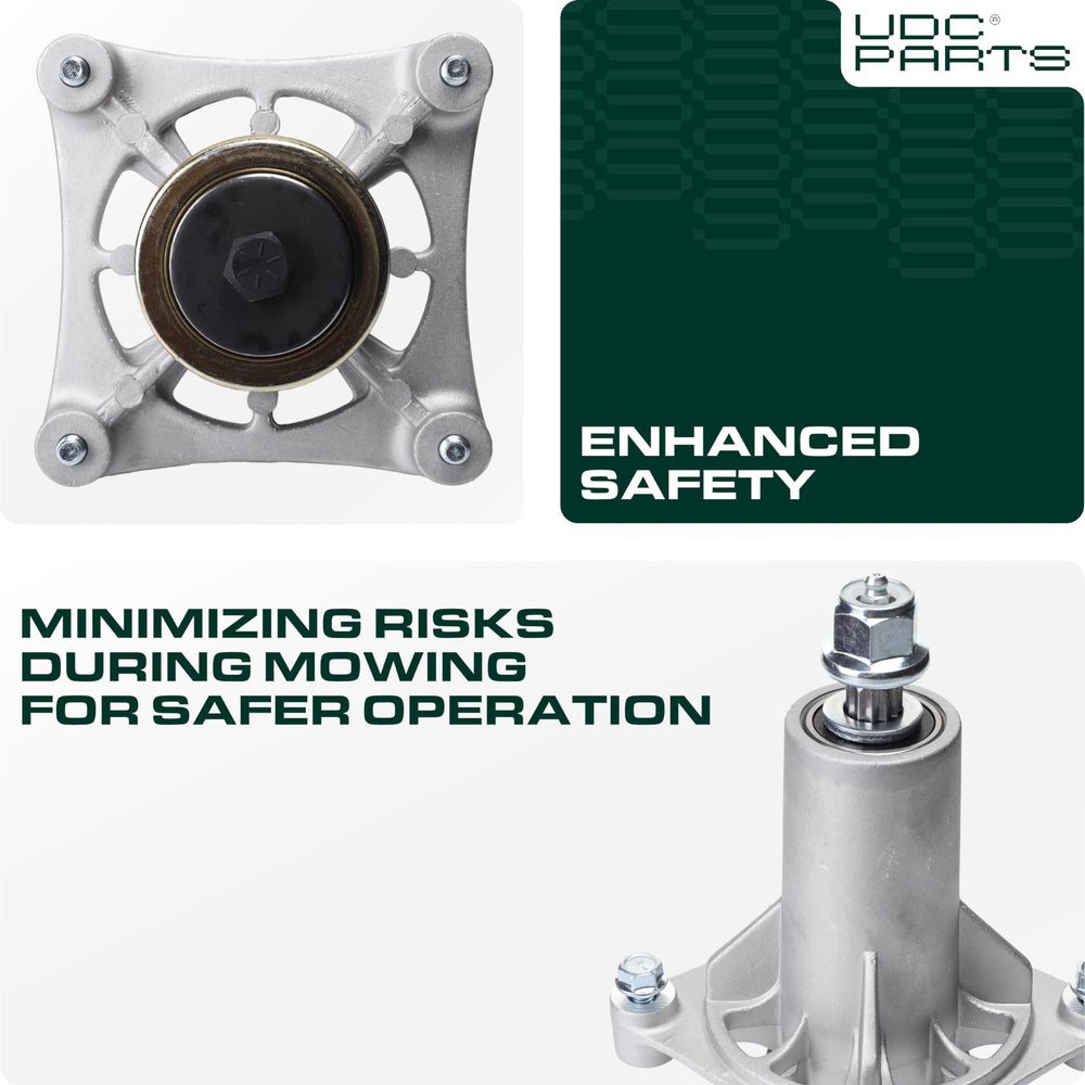 UDC Parts spindle assembly installed on Husqvarna mower